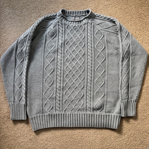 L.L. Bean Other - L.L. Bean Signature CableKnit Roll neck Linen Blend Fisherman Sweater Mens Large